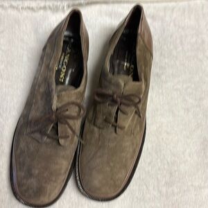 RANGONI Firenze Suede/Leather Lace-Up Shoes Made in Italy Sz 7.5 Brown